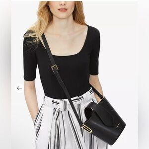 New! Ted Baker Short Sleeve Hayyzel
Square Neck Black Bodysuit‎ Sz 1 US XS